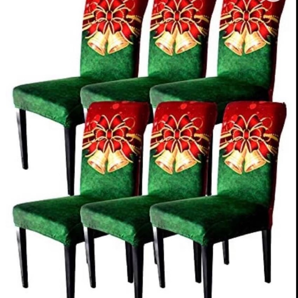 NEW (NIP) Festive Bells Holiday Chair Covers (No chairs), 6 piece set